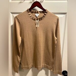NWT: J. Crew tan cotton sweater, size: Medium.